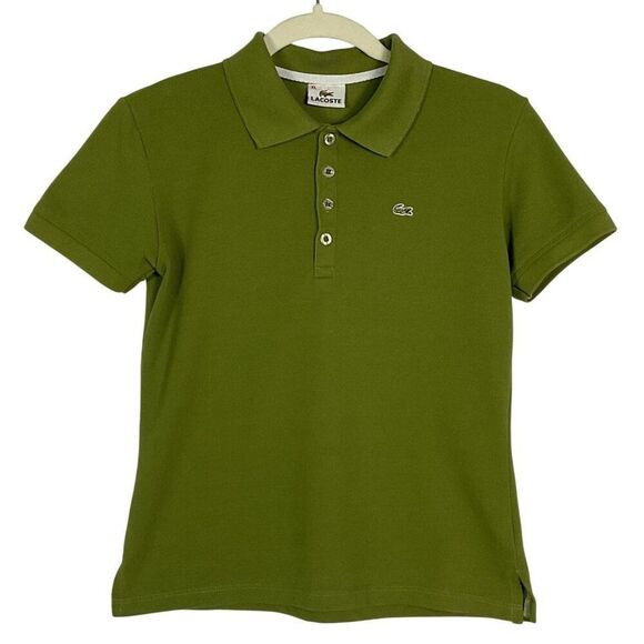 Lacoste Tops - Lacoste Women's polo shirt in green, four-button placket, XL